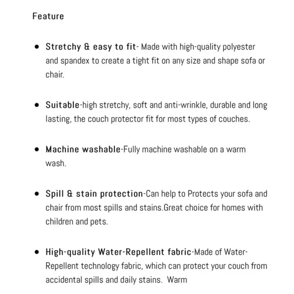 Oversized 4 Seat Sofa Slipcover Beige Cream Stretchy Machine Wash Water Repell - Picture 6 of 7